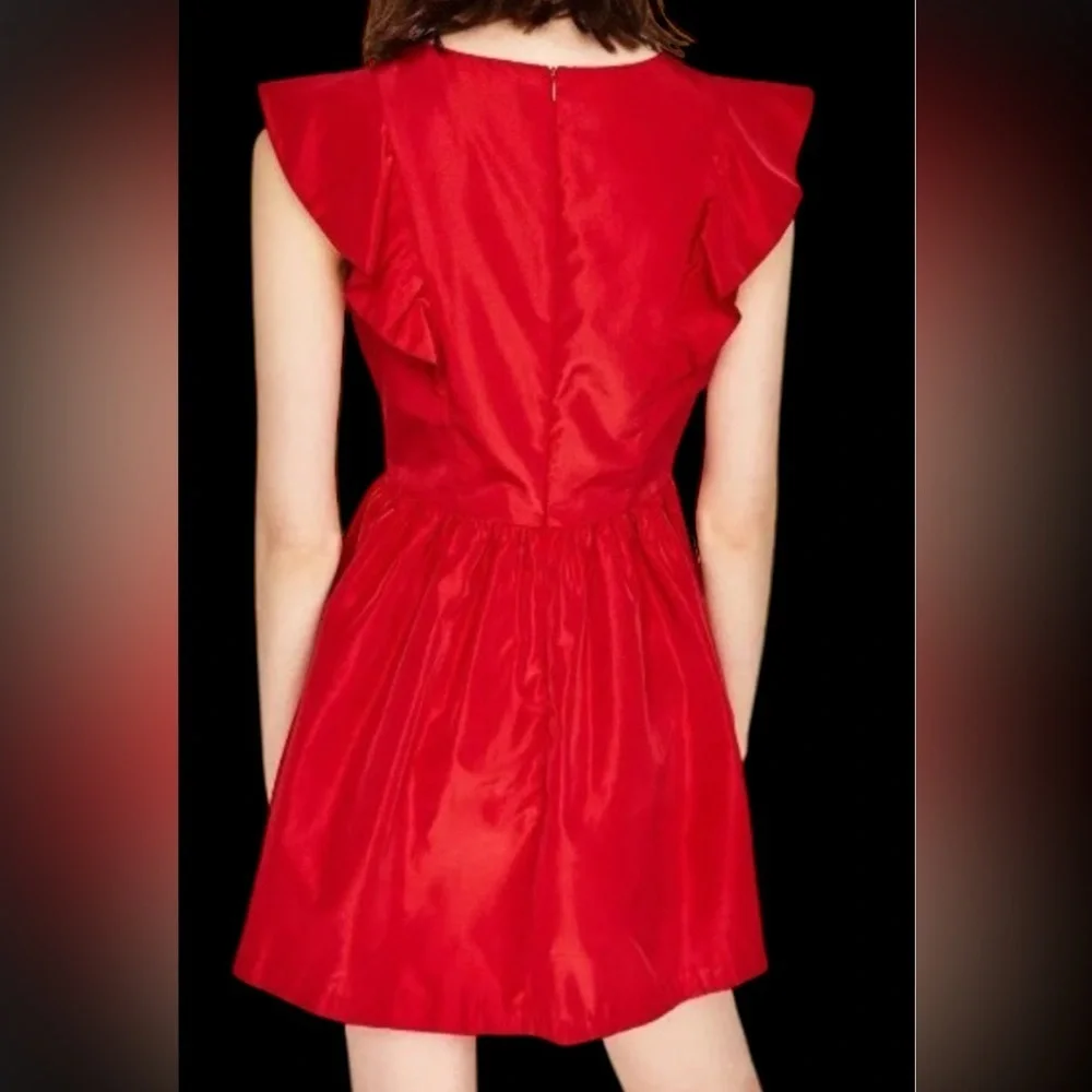 Zara Vibrant Red  Frill Mini Dress - Picture 4 of 12